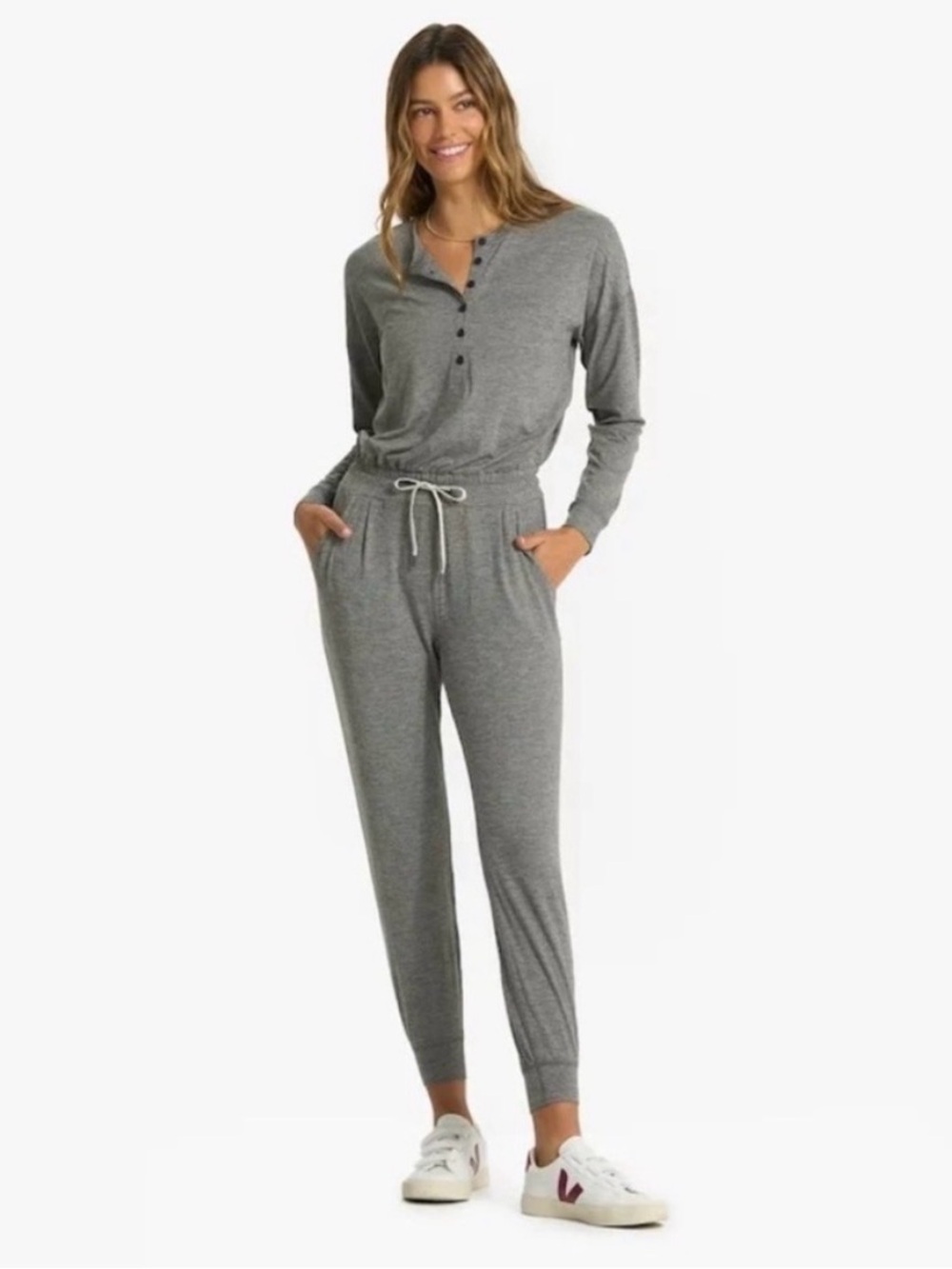 Vuori Lux Henley Long-Sleeve Jogger Jumpsuit XS